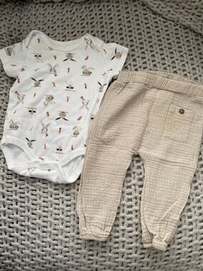 Baby Pants and Bunny Onesie Set